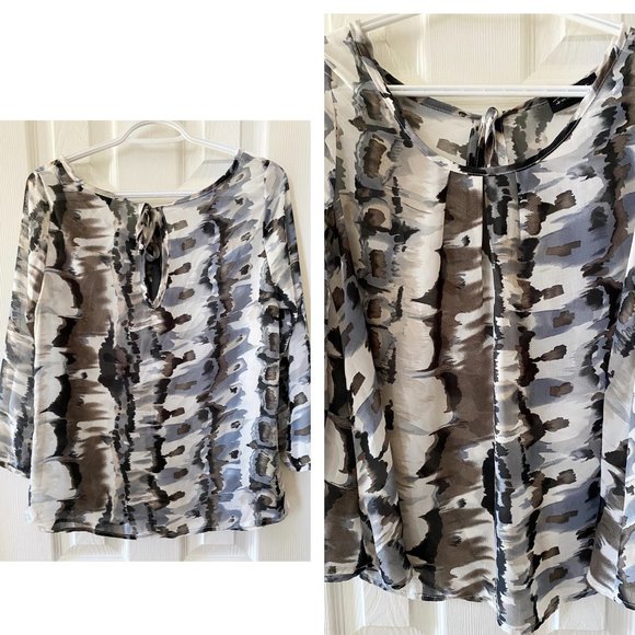 Black/White Sheer Blouse in Size Medium - Picture 3 of 3